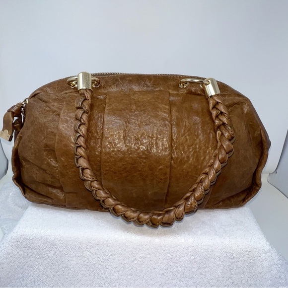 Antonio Melani Brown Leather Braided Handles Hobo Bag / Hobo - Picture 9 of 12